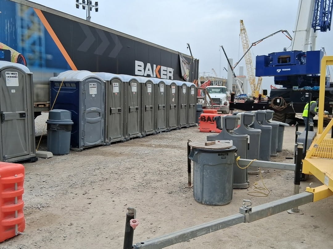 Portable hand wash station at a construction site